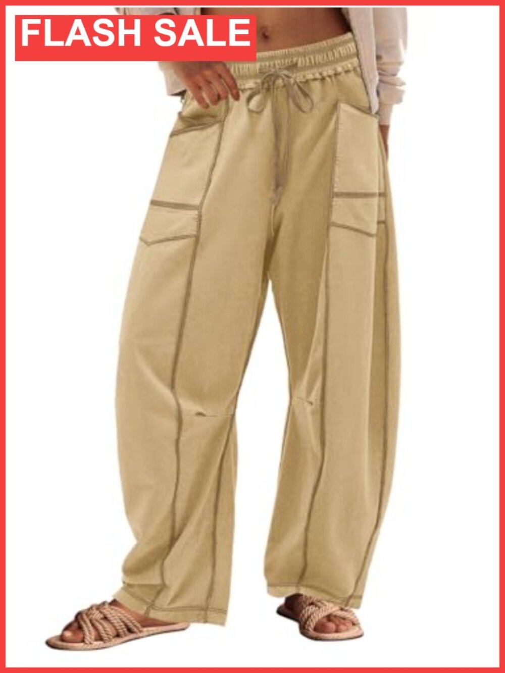 Barrel Sweatpants Wide Leg Mid Rise Pull On Cropped Lounge Pants